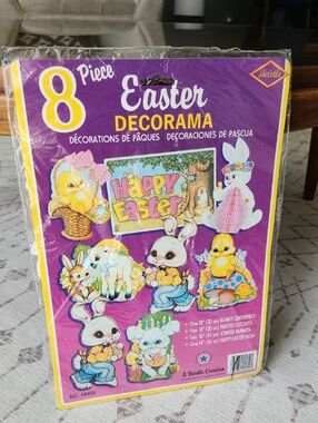 Vintage NOS Beistle 1992 8 piece Easter Decorama - die cuts, decorations